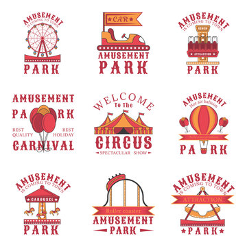 Set of amusement park logos