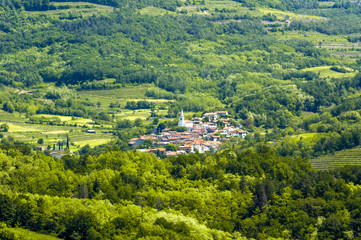Ortschaft inmitten von Waldlandschaft, Slowenien, Südslowenien,