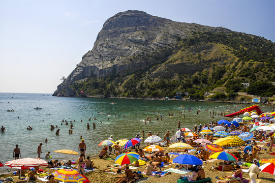 Krim, bei Sudak, Novij Svit, Neue Welt, Badestrand, Ukraine, Sud