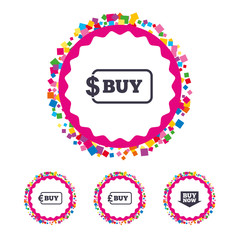 Buy now arrow sign. Online shopping icons.