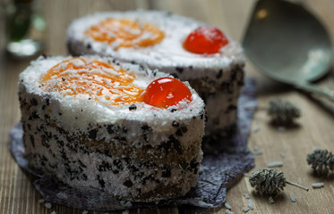 Fruit cake with coconut chips