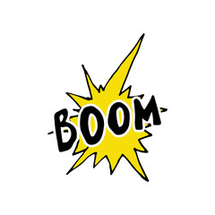 Comic book speech bubble, cartoon sound effect. Hand drawn pop art style sign vector illustration.