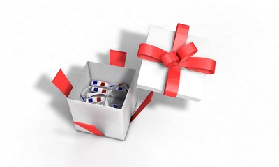 Background of gift virtual reality glasses, 3d render