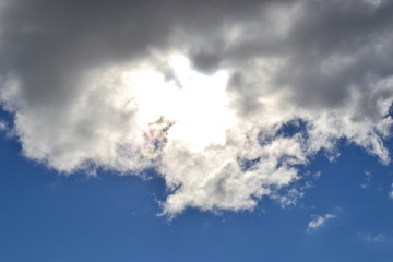Cielo azul con nubes y sol