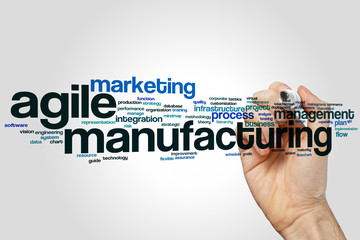 Agile manufacturing word cloud concept on grey background