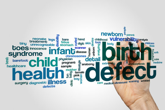 Birth defect word cloud concept on grey background