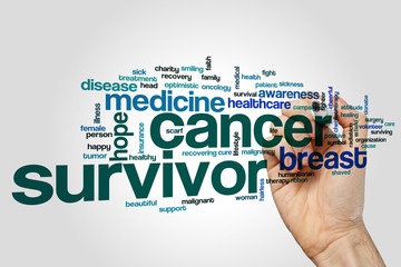 Cancer survivor word cloud concept on grey background
