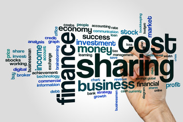 Cost sharing word cloud concept on grey background