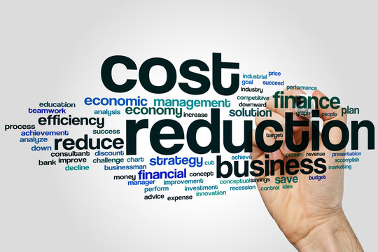 Cost Reduction Word Cloud Concept On Grey Background