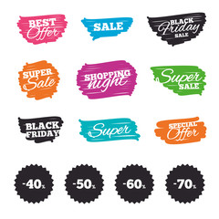 Sale discount icons. Special offer price signs.