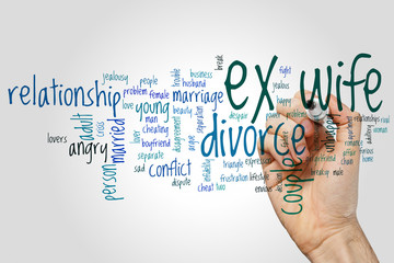 Ex wife word cloud concept on grey background