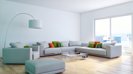 Modern living room 3d render