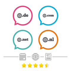 Top-level domains signs. De, Com, Net and Nl.