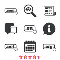 Top-level domains signs. Com, Eu, Net and Org.