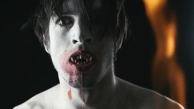 Close up of Zombie vampire male