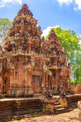 Banteay Srei temple, Siem Reap, Cambodia. It is a 10th-century temple dedicated to the Hindu god Shiva