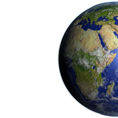 Africa on realistic model of Earth