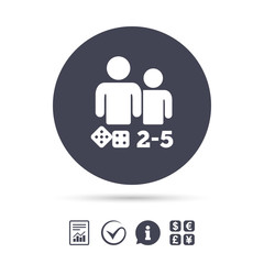 Board games sign icon. 2-5 players symbol.