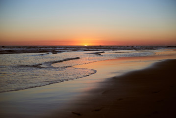 Fototapeta na wymiar Panorama landscape on beach sunset