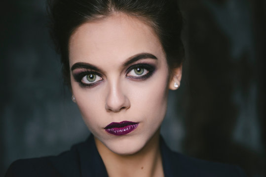 Portrait of a glamorous woman wearing sultry make-up