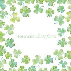 Watercolor green clover frame