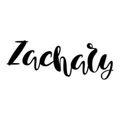 Male name - Zachary. Lettering design. Handwritten typography. Vector