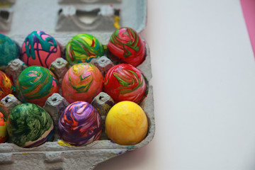 Crop box with painted eggs