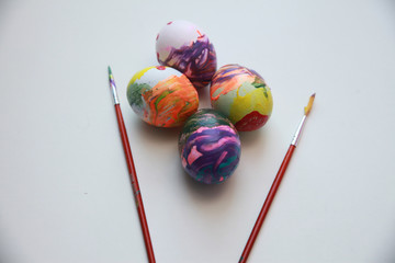 The beautiful Easter eggs and brushes