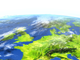 Fototapeta na wymiar Western Europe on planet Earth