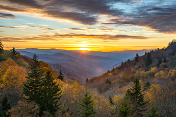 Fototapeta premium scenic sunrise, great smoky mountains, tennessee