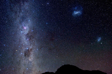 ミルフォードトラックの夜空 マゼラン雲と南十字星