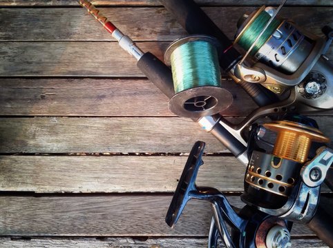 Preparing Fishing Tackle Background 