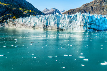 Glacier Bay Alaska cruise vacation travel. Global warming and climate change concept with melting...