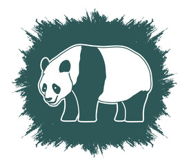 Panda standing side view designed on grunge frame background graphic vector.