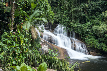 Fototapeta premium Beautiful White Stone's Waterfall in Paraty, Rio de Janeiro state, Brazil