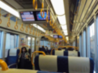 Blurred background, inside the Osaka train.