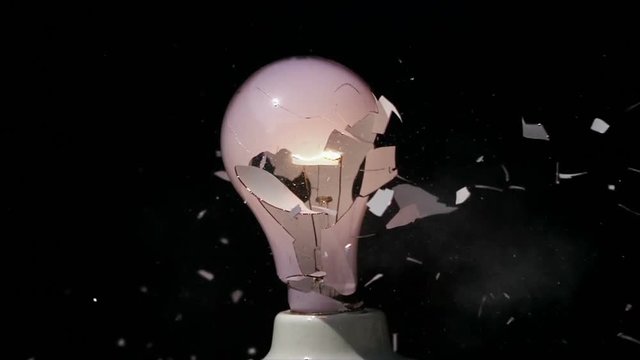 Opaque Light Bulb Shattering and Exploding Slow Motion