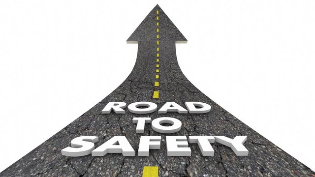Road to Safety Security Reduce Risk Words 3d Animation