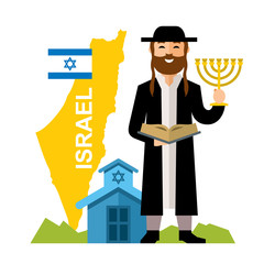 Vector Israel Country Concept. Flat style colorful Cartoon illustration.