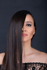 Woman long hair with face