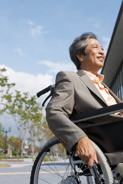 Senior man on wheelchair