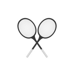 Crossed tennis rackets in retro design 