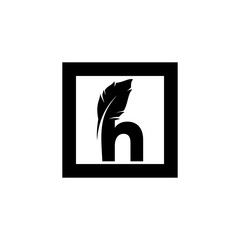 H letter with quill stock logo design