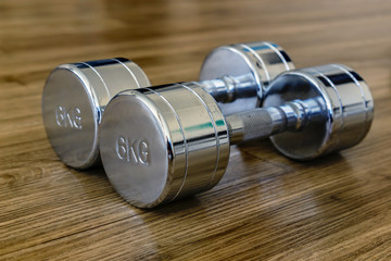 A Pair of Dumbells in a Sport Fitness Room
