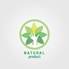 Natural Product Icon Green Hand Leaf