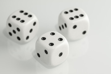 Three white dice isolated on - 140731674
