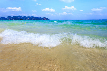 wave of the sea on sand beach