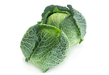 Savoy cabbage on white