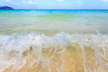wave of the sea on sand beach