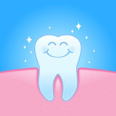 Smiling Healthy And Shiny Tooth Character In Gum